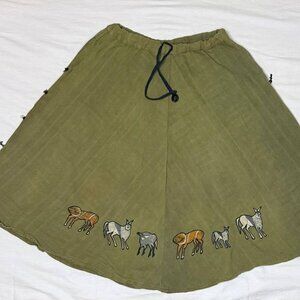 Ashro Womens Green Skirt Animal Print Size M